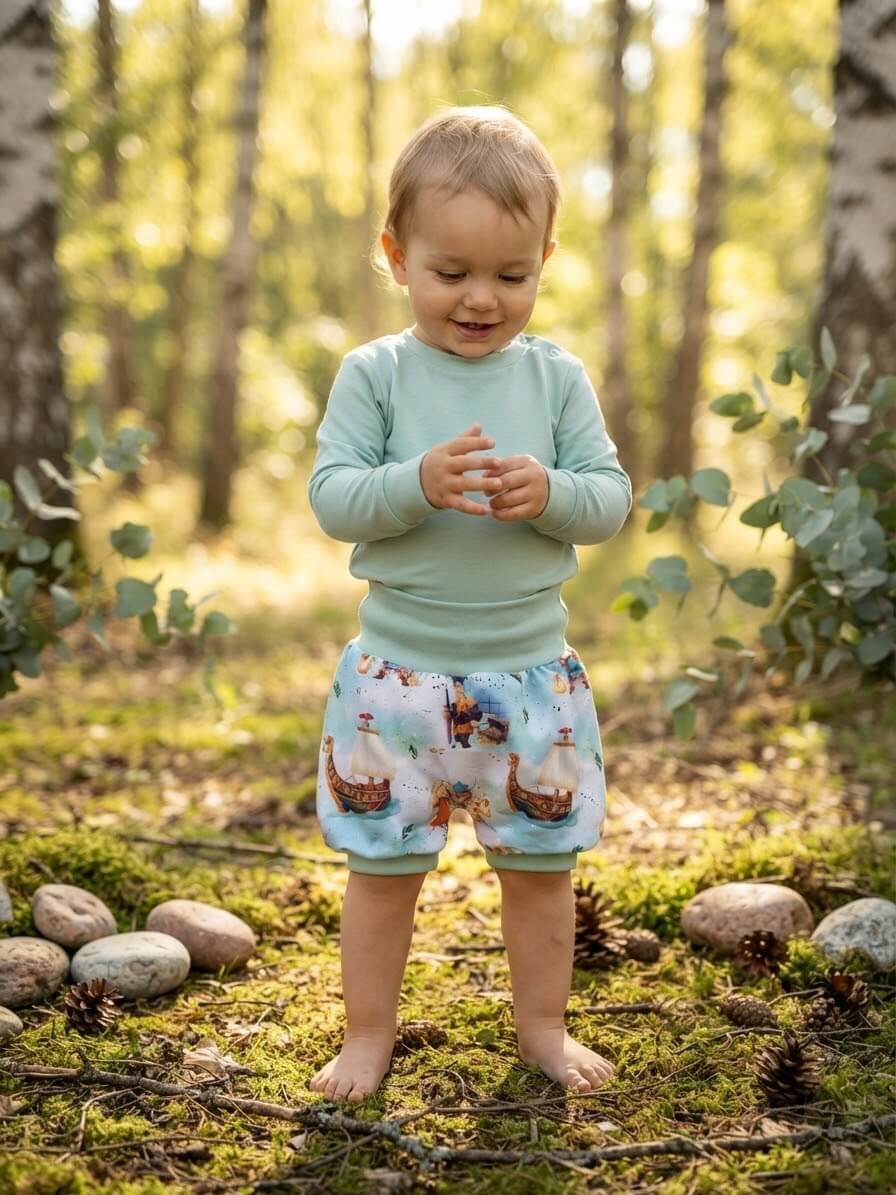 Handmade Baby Pumphose mit Wikinger Motiv
