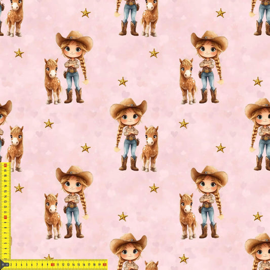 French Terry Meterware Cow Girl Kinderstoffe Babystoffe