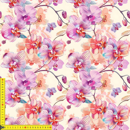 Orchideen – Edler Blumenstoff mit Aquarell‑Design | Jersey, French Terry