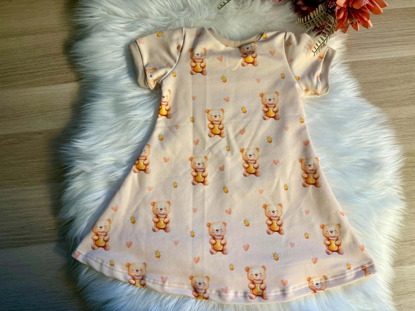 Honig Bär Kleid Mädchen Größe 86 – Handmade Kinderkleid- Sommerkleid