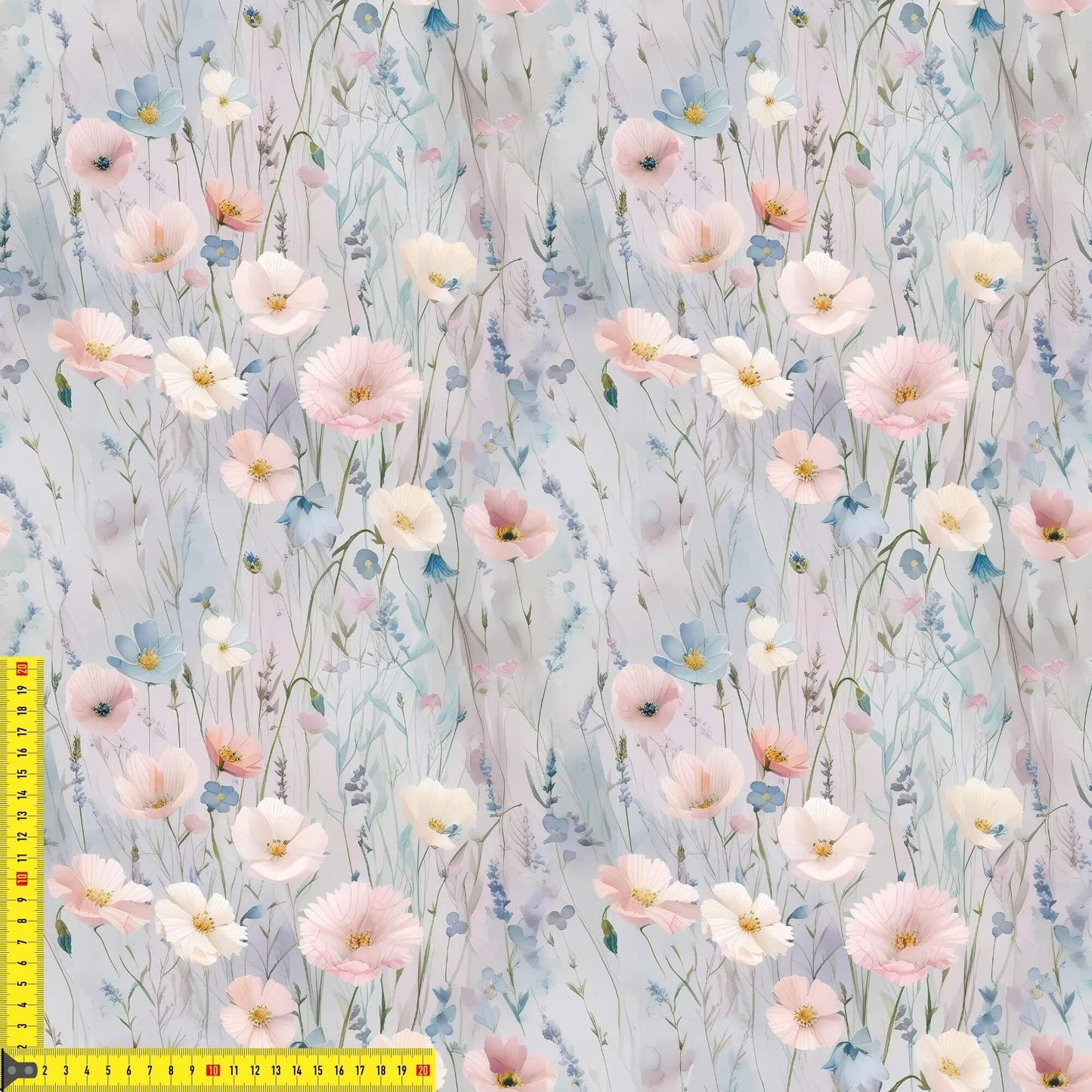 Blütennebel Stoff auf Jersey – florales Aquarellmotiv OEKO‑TEX 100

