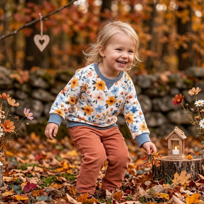 Blütenfreunde Lifestyle-Foto mit Laterne und Herbstlaub im Freien, OEKO-TEX 100 Jersey Stoff Deko-Szene
