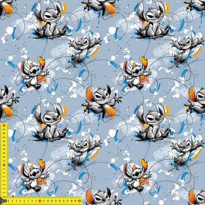 Blue Monster Kinderstoff auf Jersey – cooles Cartoon‑Motiv OEKO‑TEX 100
