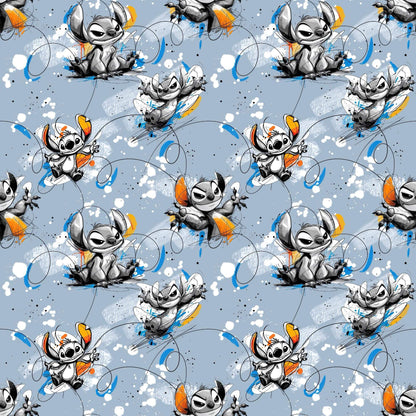 Blue Monster Musselin – leichter Stoff für Kinderkleidung im Action‑Look
