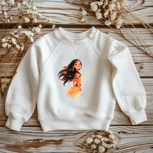 Buegelbild Waldmaedchen 14x10cm auf DTF Folie mit Herbstblaettern