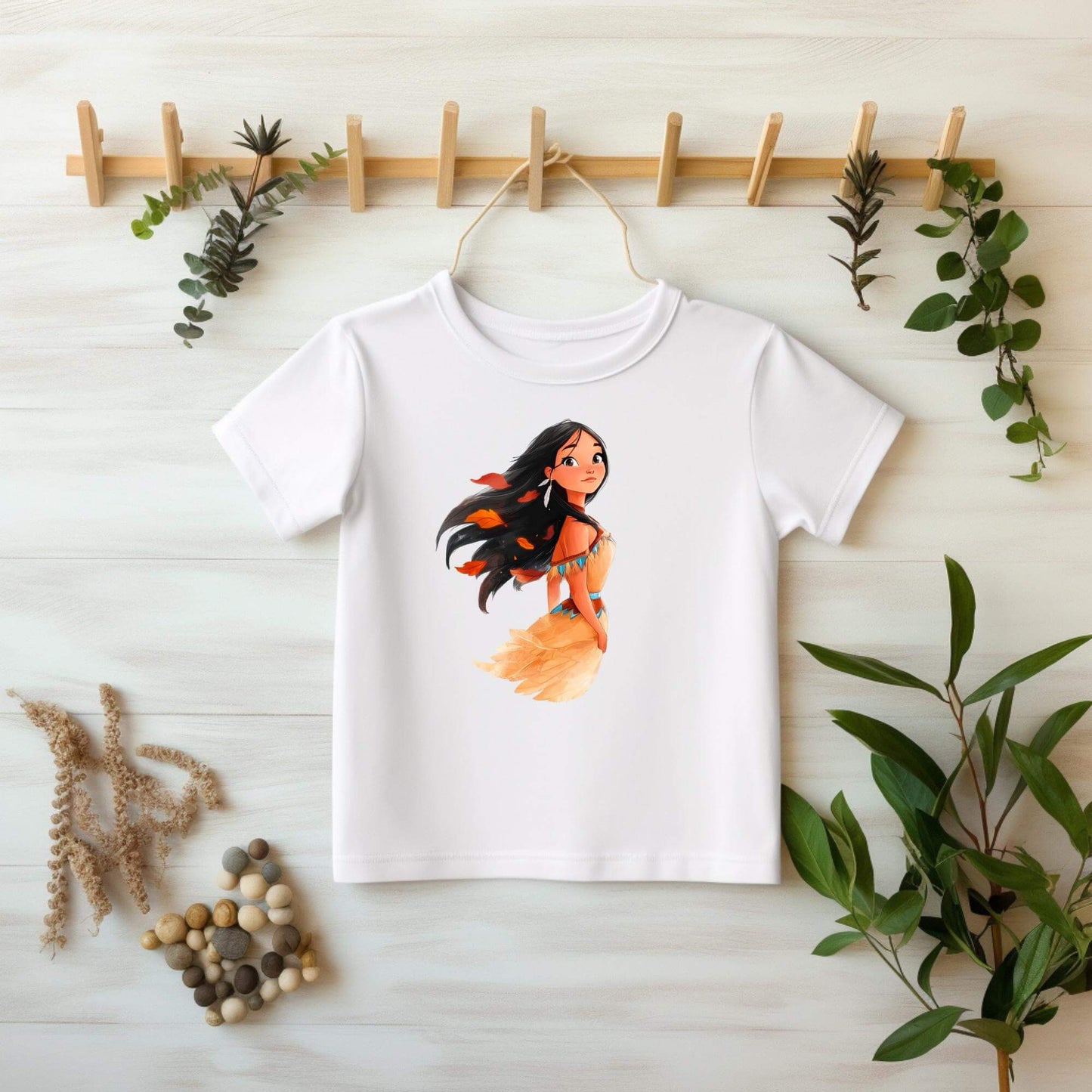 Buegelmotiv Maedchen mit wehenden Haaren und Naturdetails