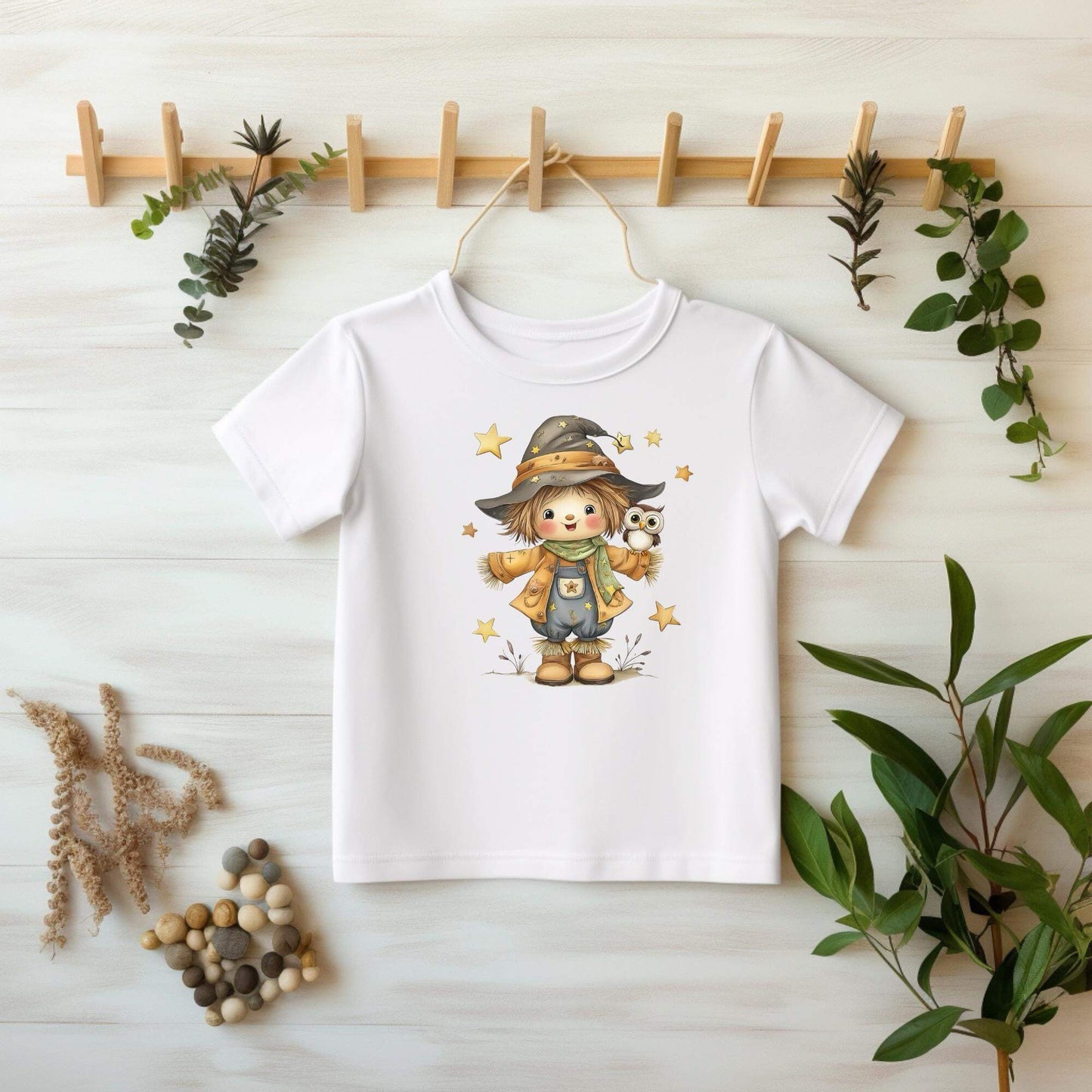 Herbstliches Buegelmotiv Maedchen mit Hut und Overall