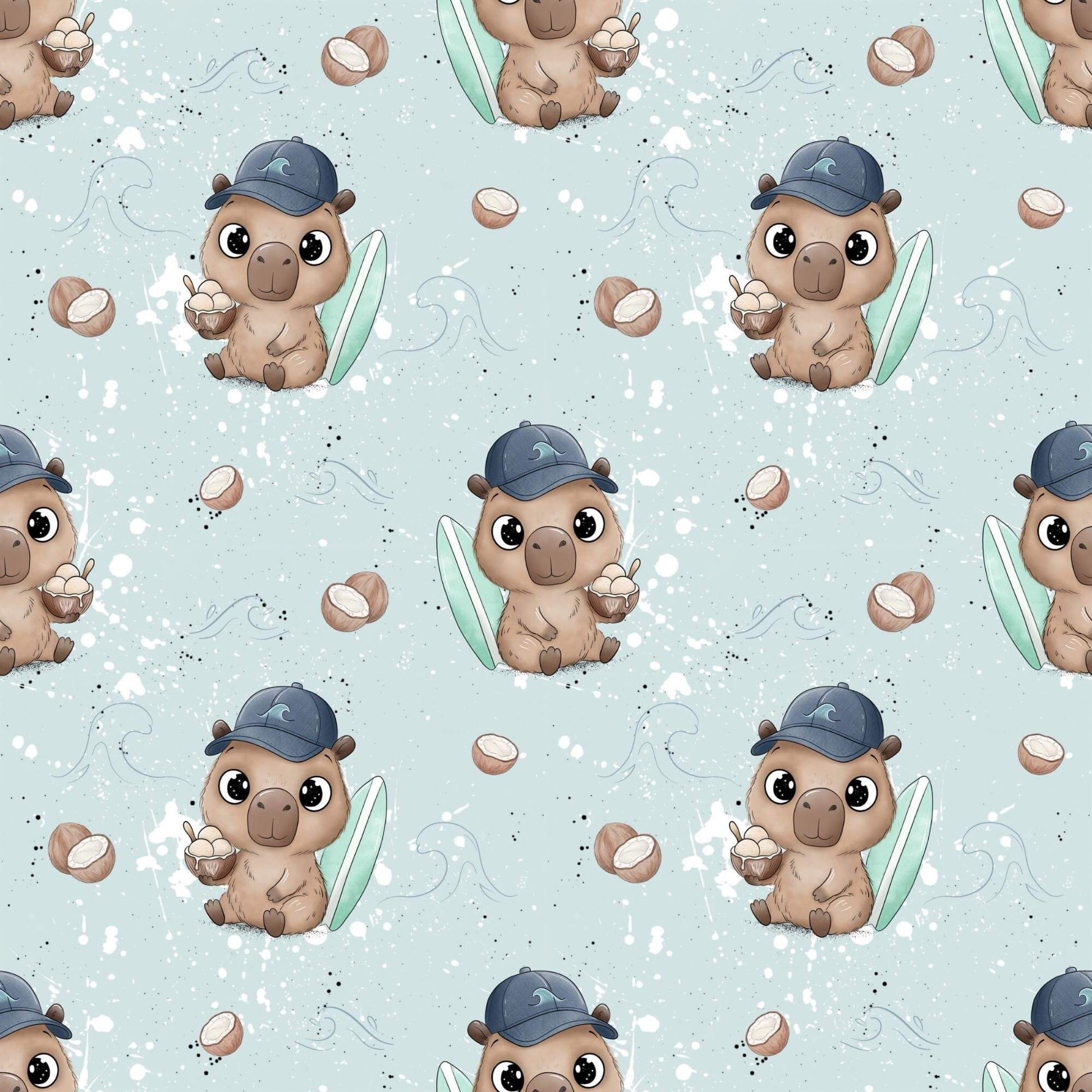 Stoff Meterware Capybara Kinder Sommer nähen
