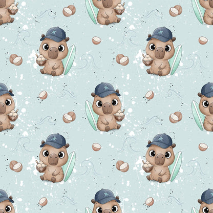 Stoff Meterware Capybara Kinder Sommer nähen
