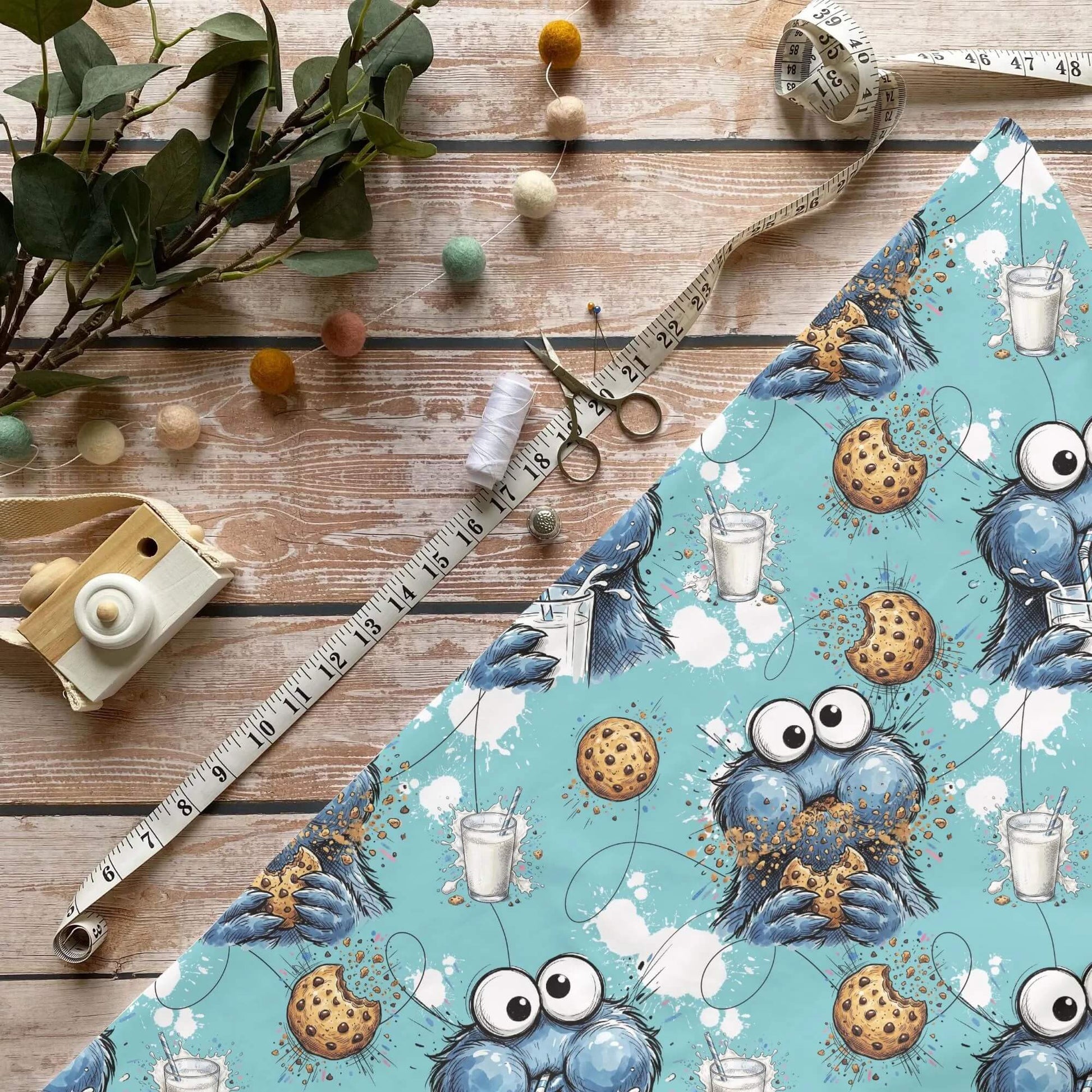 Cookie Chaos Kinderstoff auf Jersey – witziges Keks‑Motiv OEKO‑TEX 100
