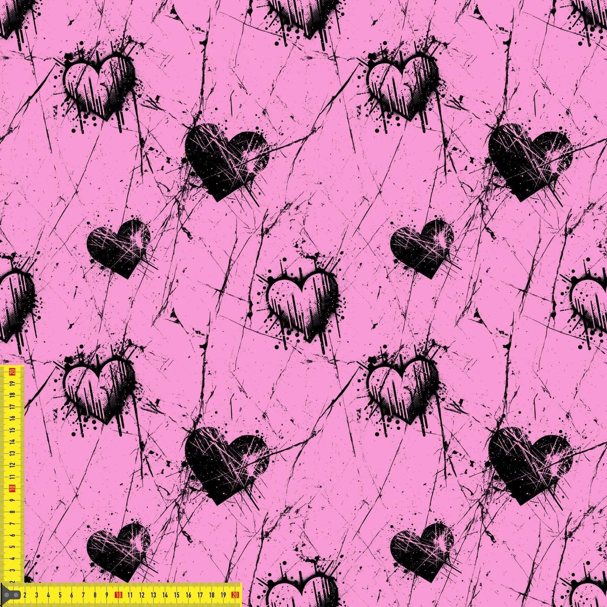 French Terry und Baumwolle Stoff Meterware Rebel Heart mit Urban Heart Design
