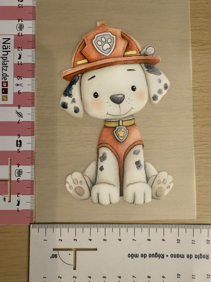 DIY Bügelsticker Feuerwehrhund für Shirts, Beutel und Kinderkleidung
