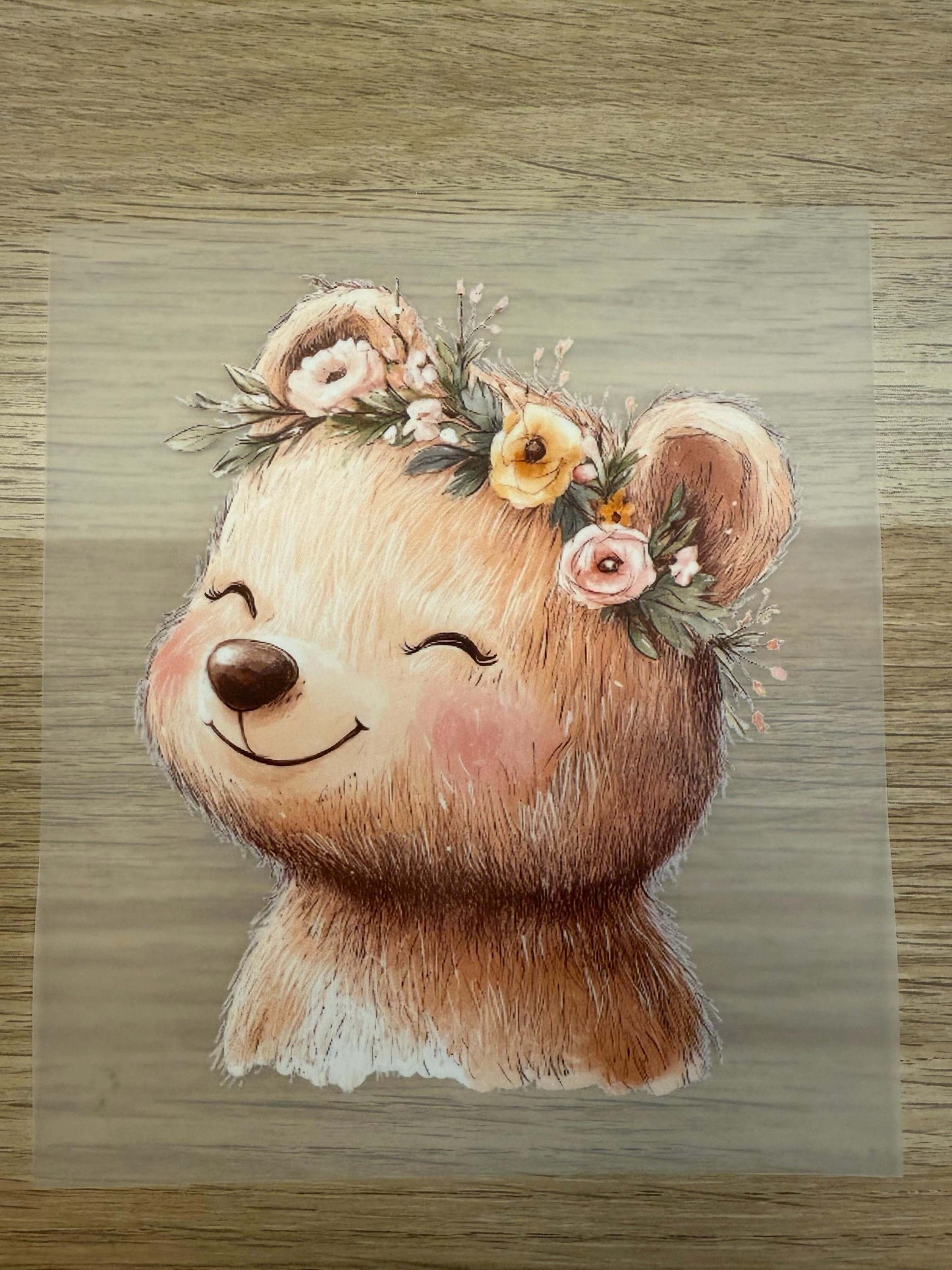 DIY Bügelsticker Bär mit Blumen für Shirts, Beutel und Kinderkleidung