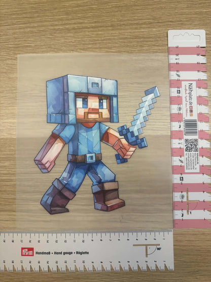 DIY Bügelsticker Block Kämpfer für Shirts, Beutel und Kinderkleidung