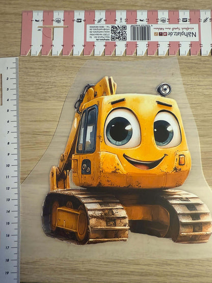 DIY Buegelsticker Baustellenfahrzeug Design fuer Shirts und Beutel