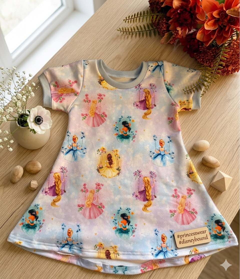 Prinzessinnen Kleid Größe 80 blau flach liegend Vorderansicht Holz Hintergrund
