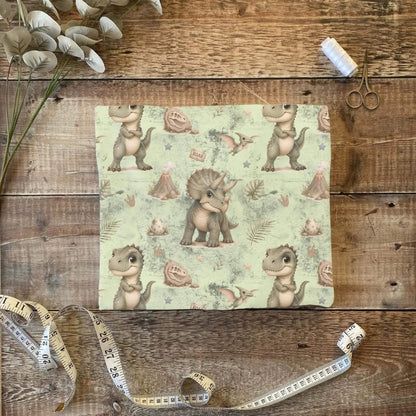 Dinoabenteuer Stoffballen gefaltet, French Terry und Rib Jersey Meterware für Kindermode zum Nähen