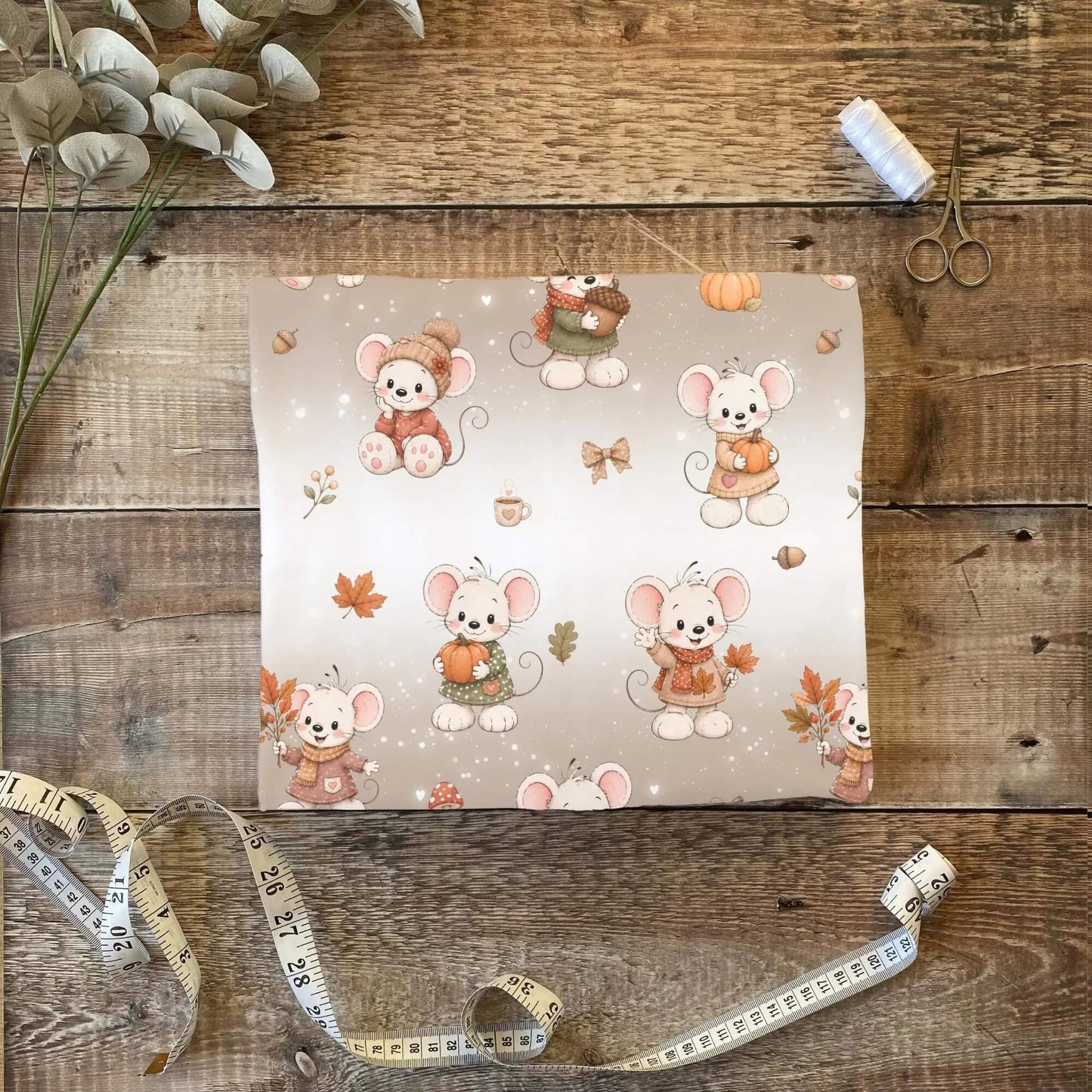 Herbstmaus Stoffballen gefaltet, French Terry und Rib Jersey Meterware für Kindermode zum Nähen