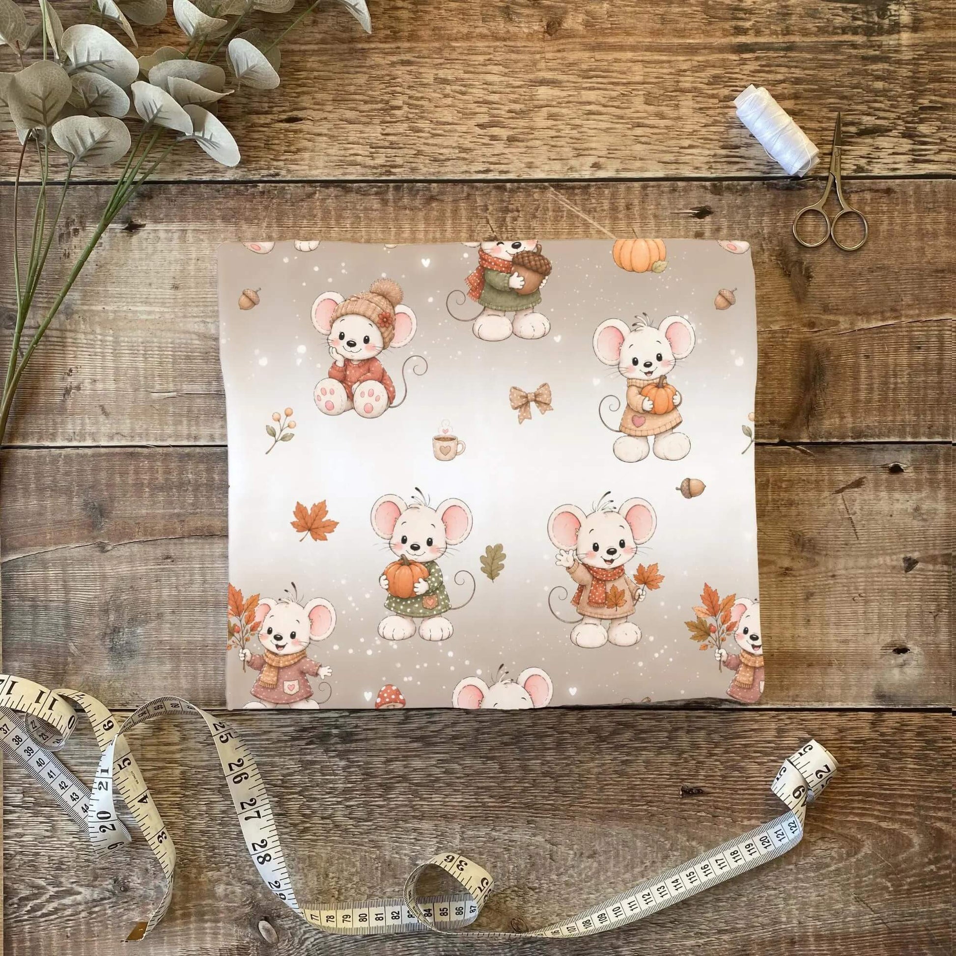 Herbstmaus Stoffballen gefaltet, French Terry und Rib Jersey Meterware für Kindermode zum Nähen