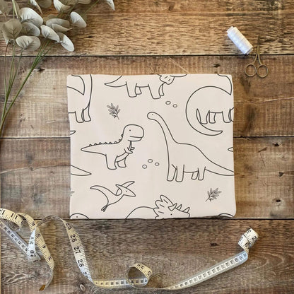 Mini Dinos Stoffballen gefaltet, French Terry und Rib Jersey Meterware für Kindermode zum Nähen
