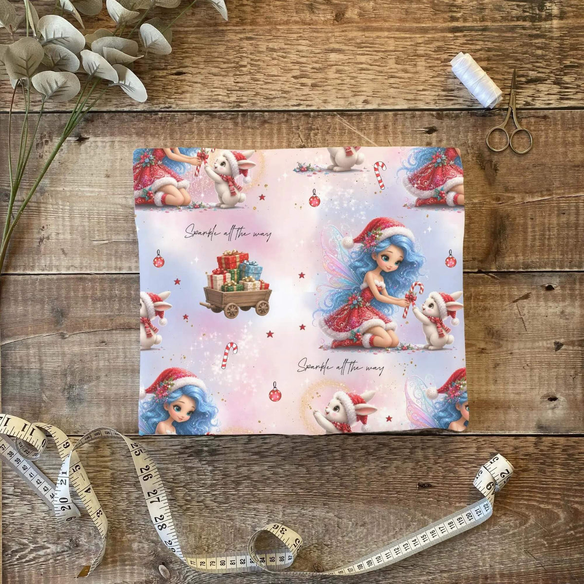 Winterliche Feenzauber Stoffballen gefaltet, French Terry und Rib Jersey Meterware für Kindermode zum Nähen