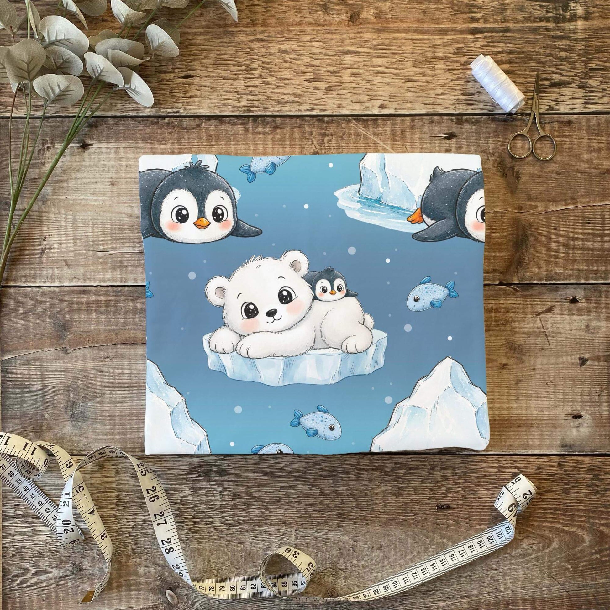Frostfreunde Stoffballen gefaltet, French Terry und Rib Jersey Meterware für Kindermode zum Nähen