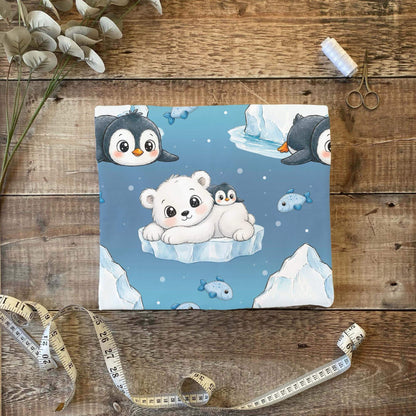 Frostfreunde Stoffballen gefaltet, French Terry und Rib Jersey Meterware für Kindermode zum Nähen