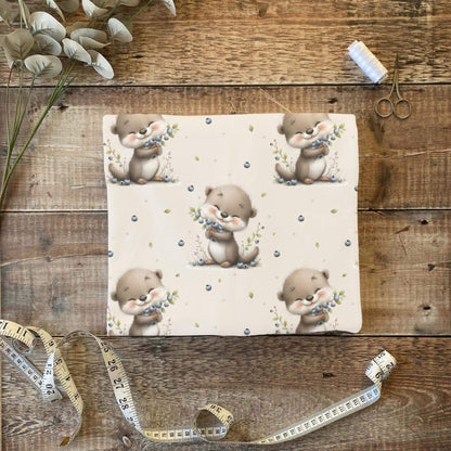 Stoff Meterware Kinder Otter Muster Baumwolle nähen
