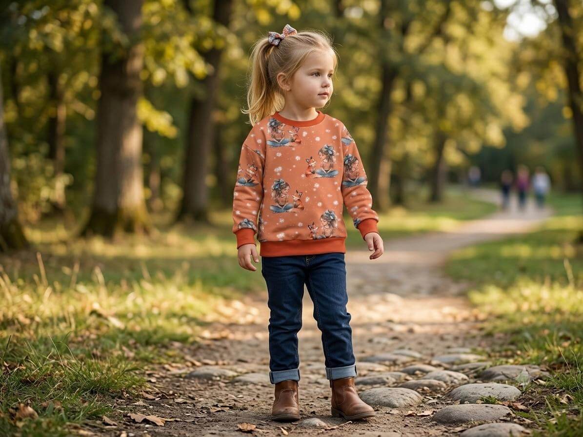 Handmade Kinderpullover mit Fuchs Motiv
