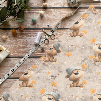 „Herbst Bär Stoff Meterware – ideal fuer Kinderkleidung & Herbstaccessoires“