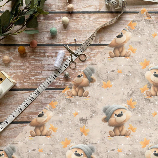 „Herbst Bär Stoff Meterware – ideal fuer Kinderkleidung & Herbstaccessoires“