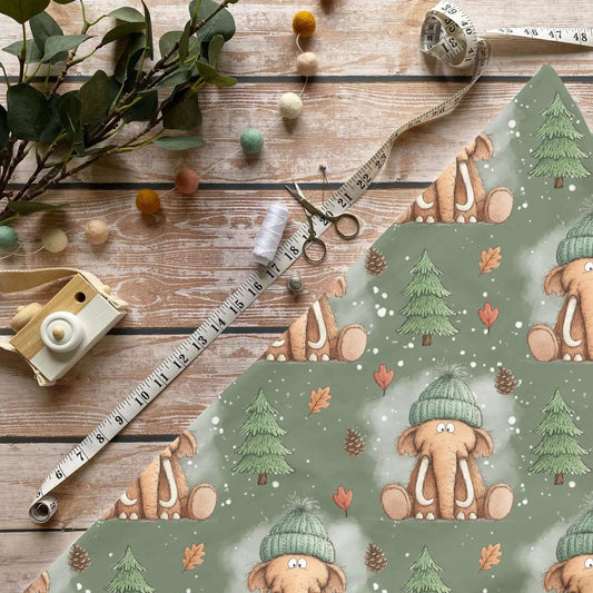 „Winter Mammut Stoff Meterware – ideal fuer Kinderkleidung & Winteraccessoires“