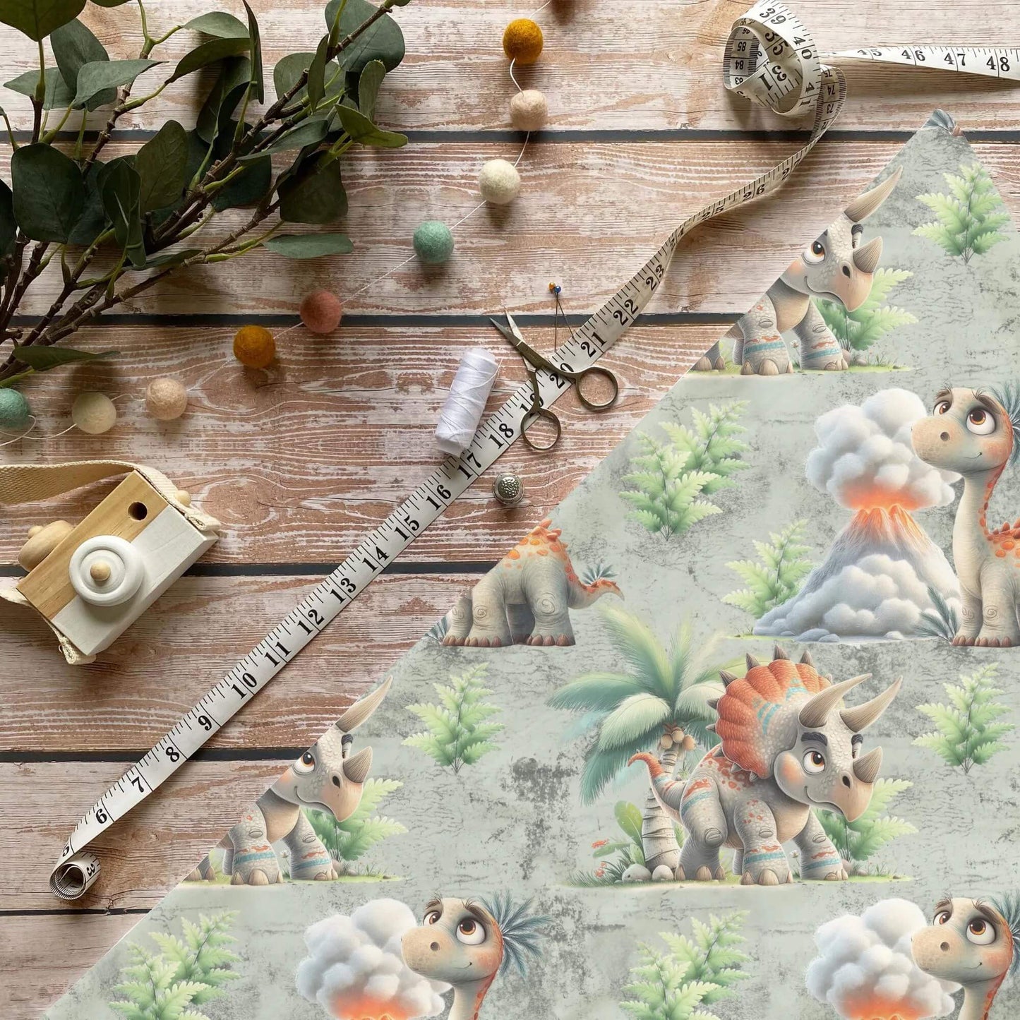 „Dinosaurier Stoff Meterware – ideal fuer Kinderkleidung & Abenteueraccessoires“