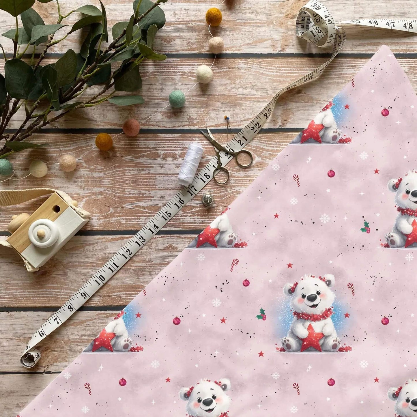 „Eisbaer rosa Stoff Meterware – ideal fuer Kinderkleidung & Winteraccessoires“