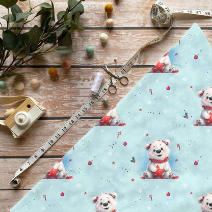 „Eisbaer blau Stoff Meterware – ideal fuer Kinderkleidung & Winteraccessoires“