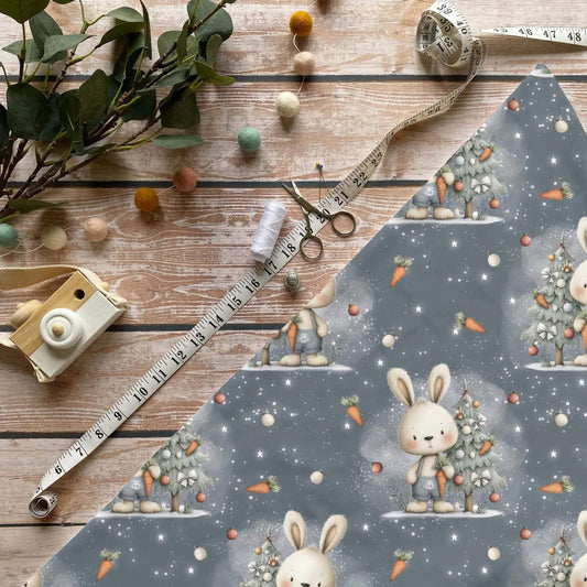 „Weihnachtshase Stoff Meterware – ideal fuer Kinderkleidung & Winteraccessoires“