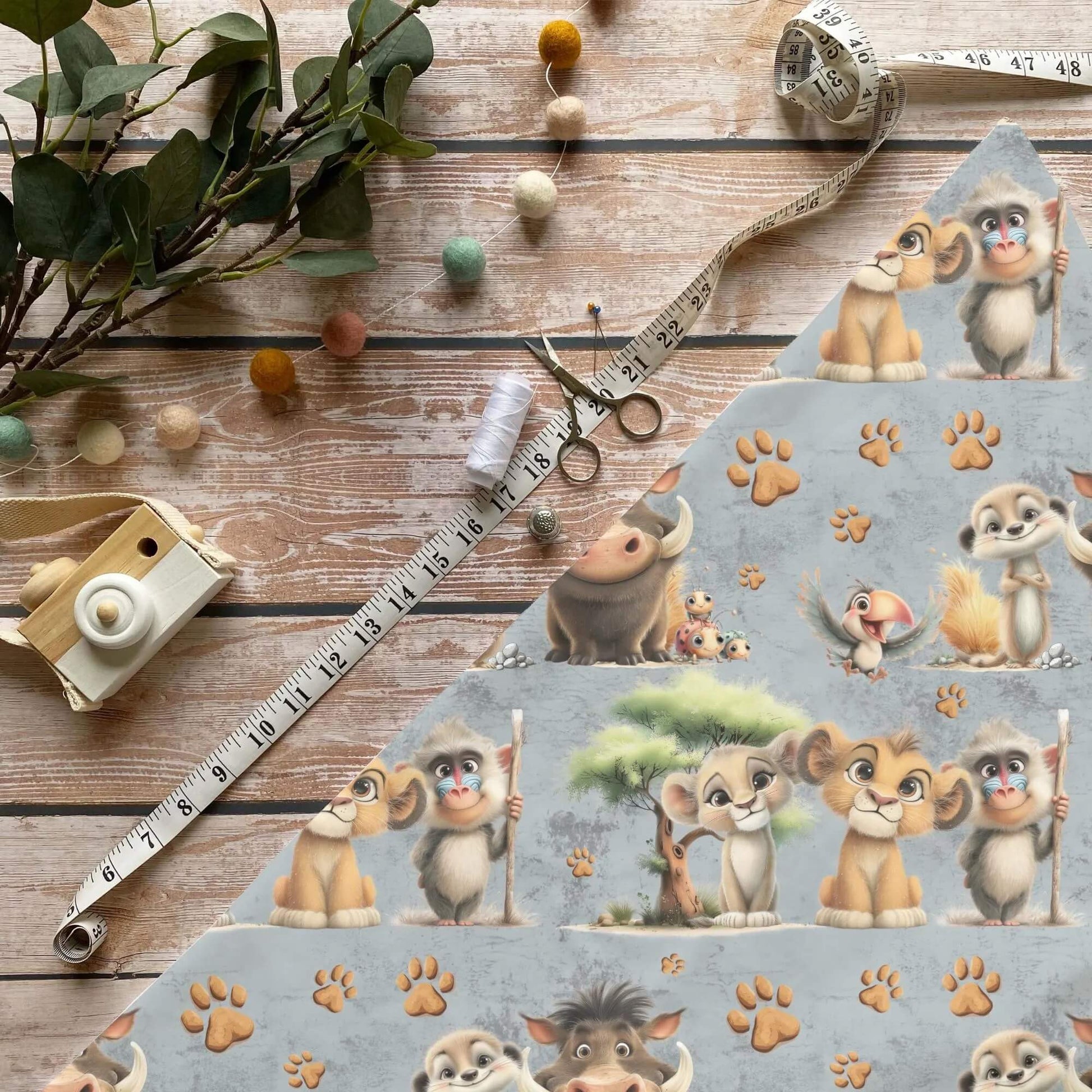 „Loewen Blau Stoff Meterware – ideal fuer Kinderkleidung & Safariaccessoires“