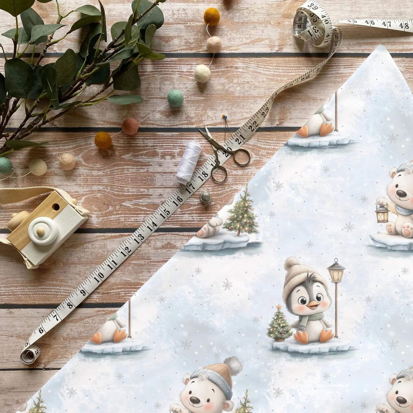 Winterfreunde Stoff Meterware – ideal fuer Kinderkleidung & Winteraccessoires“