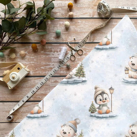 Winterfreunde Stoff Meterware – ideal fuer Kinderkleidung & Winteraccessoires“