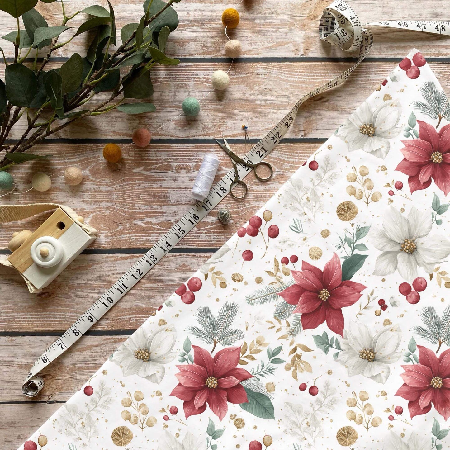 „Weihnachtsstern Stoff Meterware – ideal fuer Kinderkleidung & Festtagsaccessoires“