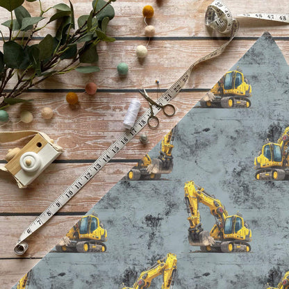 „Bagger Stoff Meterware – ideal fuer Kinderkleidung & Baustellenaccessoires“