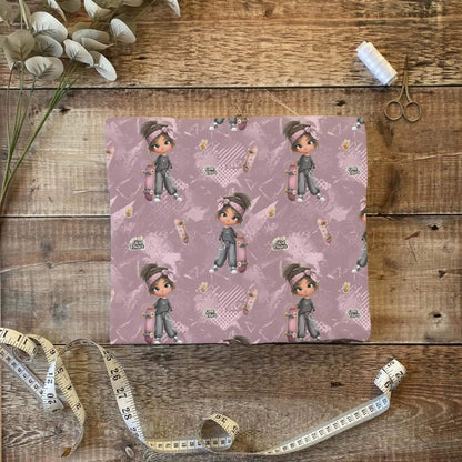 Cooles Mädchenmotiv auf French Terry für Kinderprojekte