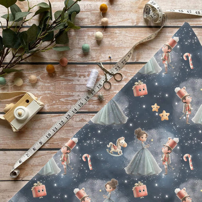 „Nussknacker Stoff Meterware – ideal für festliche Kinderkleidung & Winteraccessoires“