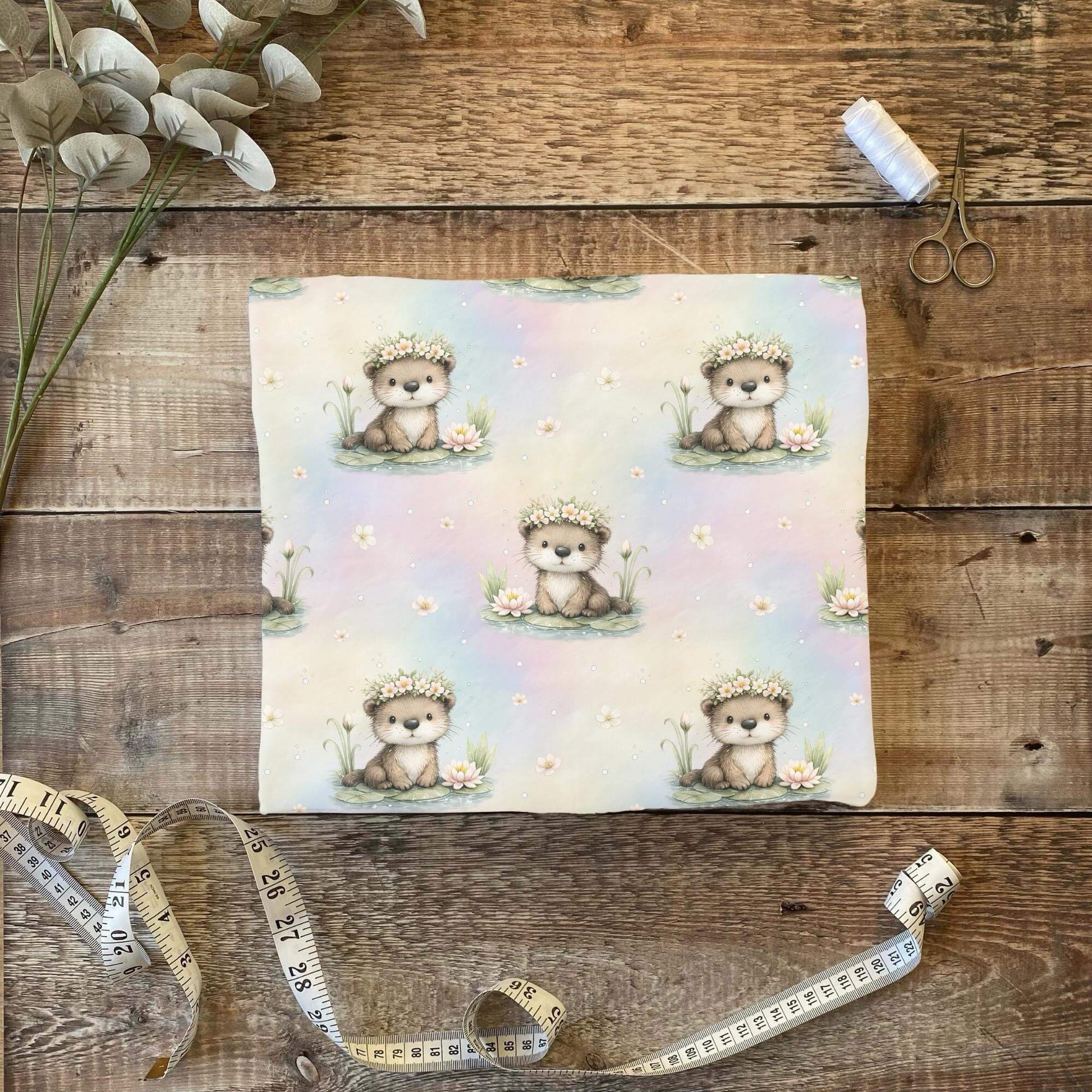 Ottermotiv auf French Terry für Baby‑ und Kinderprojekte
