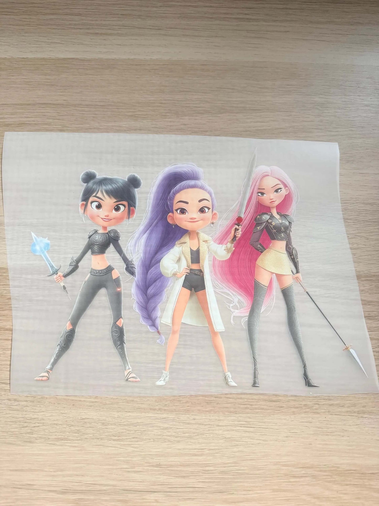 Anime Bügelmotiv Nahaufnahme hochwertiger Druck Farben intensiv
