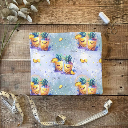Kinderstoff Ananas Getränke bunt Sommer Stoff Meterware

