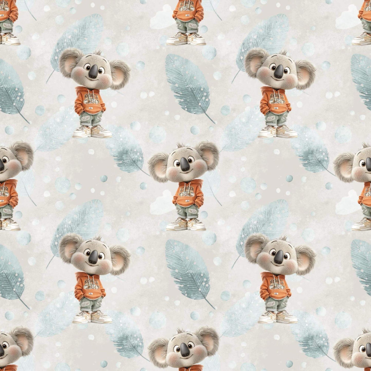Koala Stoff Muster Detail Kinderstoffe OEKO TEX zertifiziert
