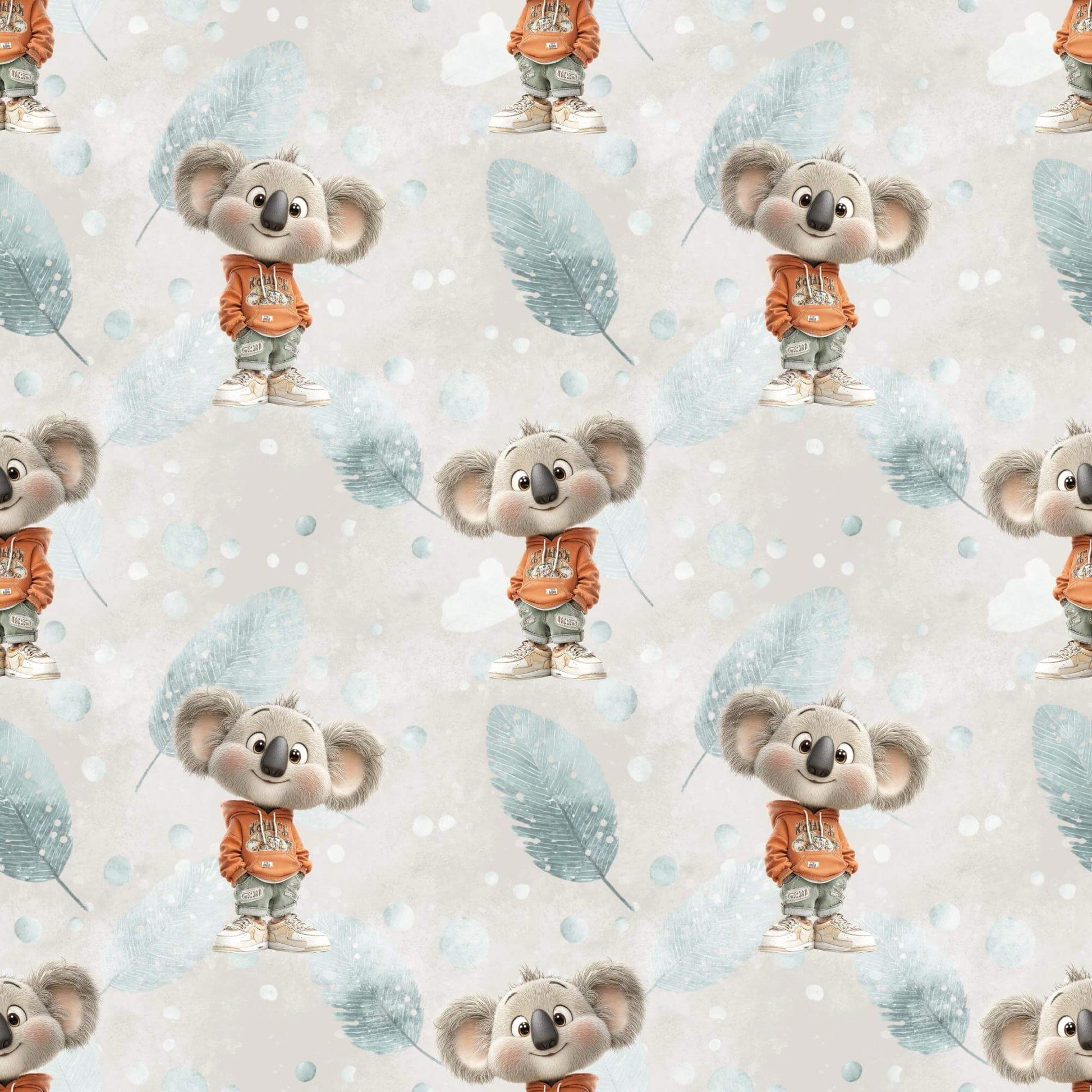 Koala Stoff Muster Detail Kinderstoffe OEKO TEX zertifiziert
