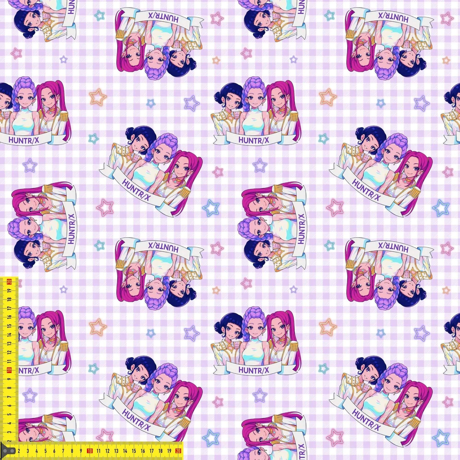 Kinderstoff lila kariert K Popband Meterware Jersey French Terry
