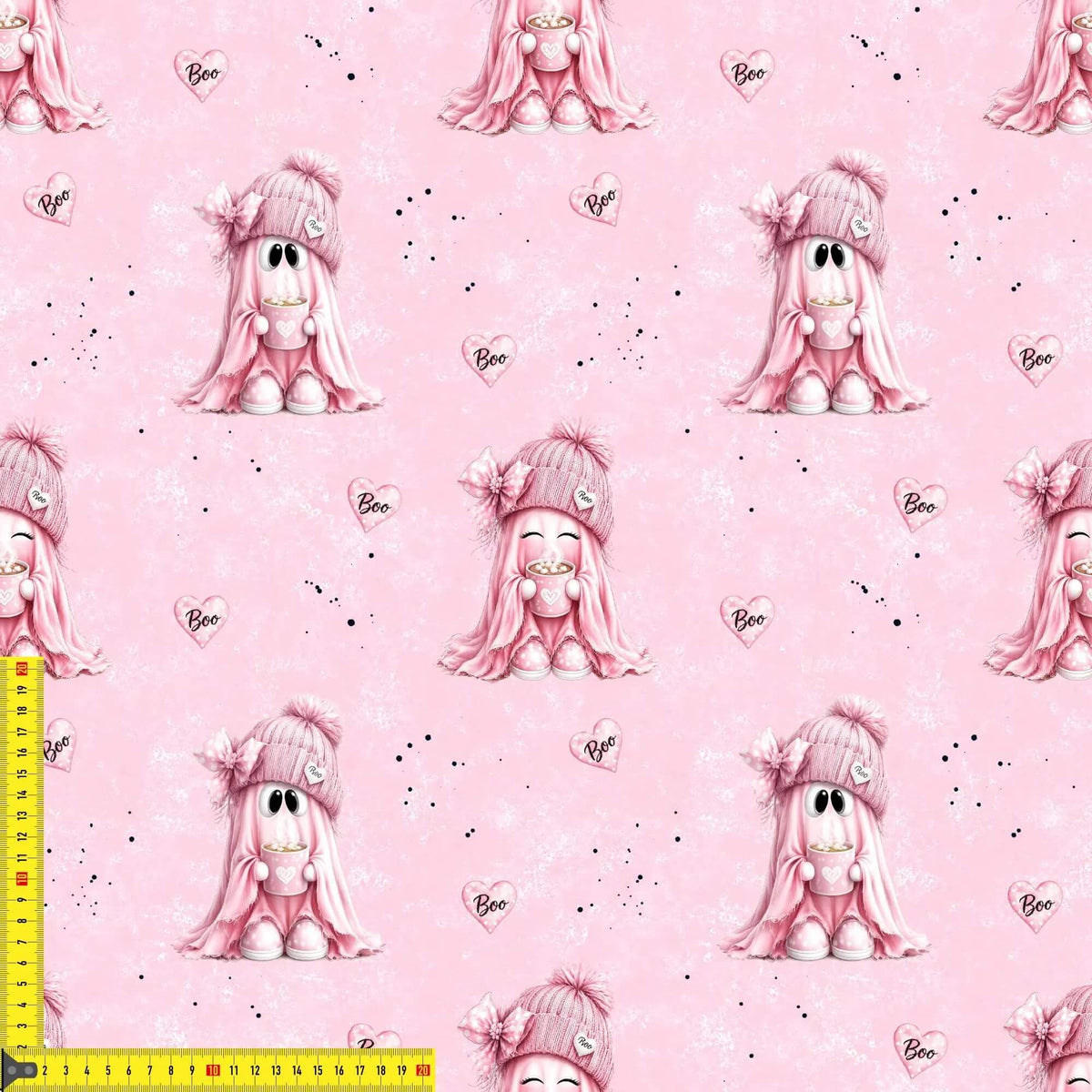 Stoff Meterware Pink Boo Musterwiederholung Kinderstoffe Babystoffe